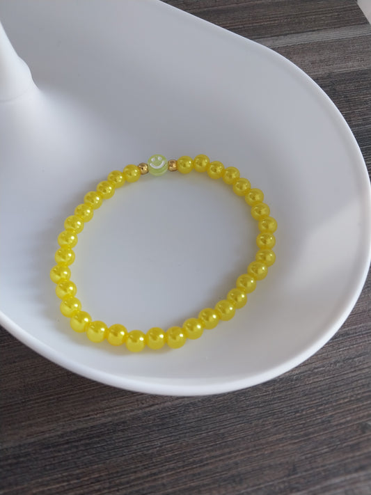 Yellow smiley bracelet