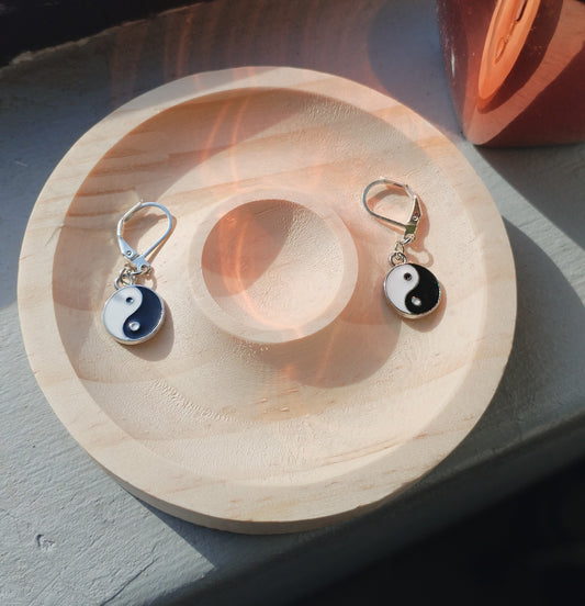 Yin Yang huggie earrings