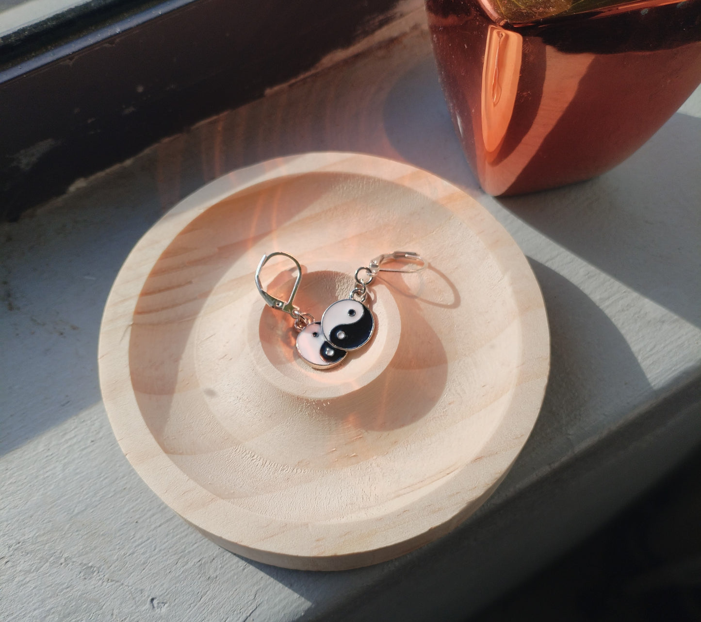 Yin Yang huggie earrings